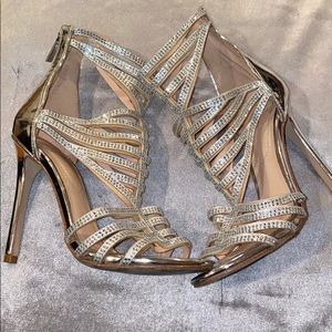 Aldo Silver Bling Rhinestone Heels
